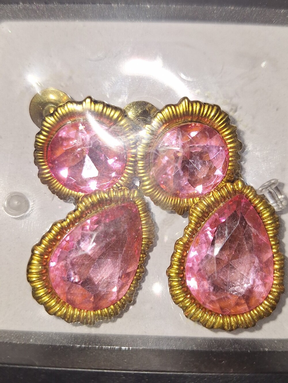 Serendipty Gold-Tone Pink Drop Earrings
